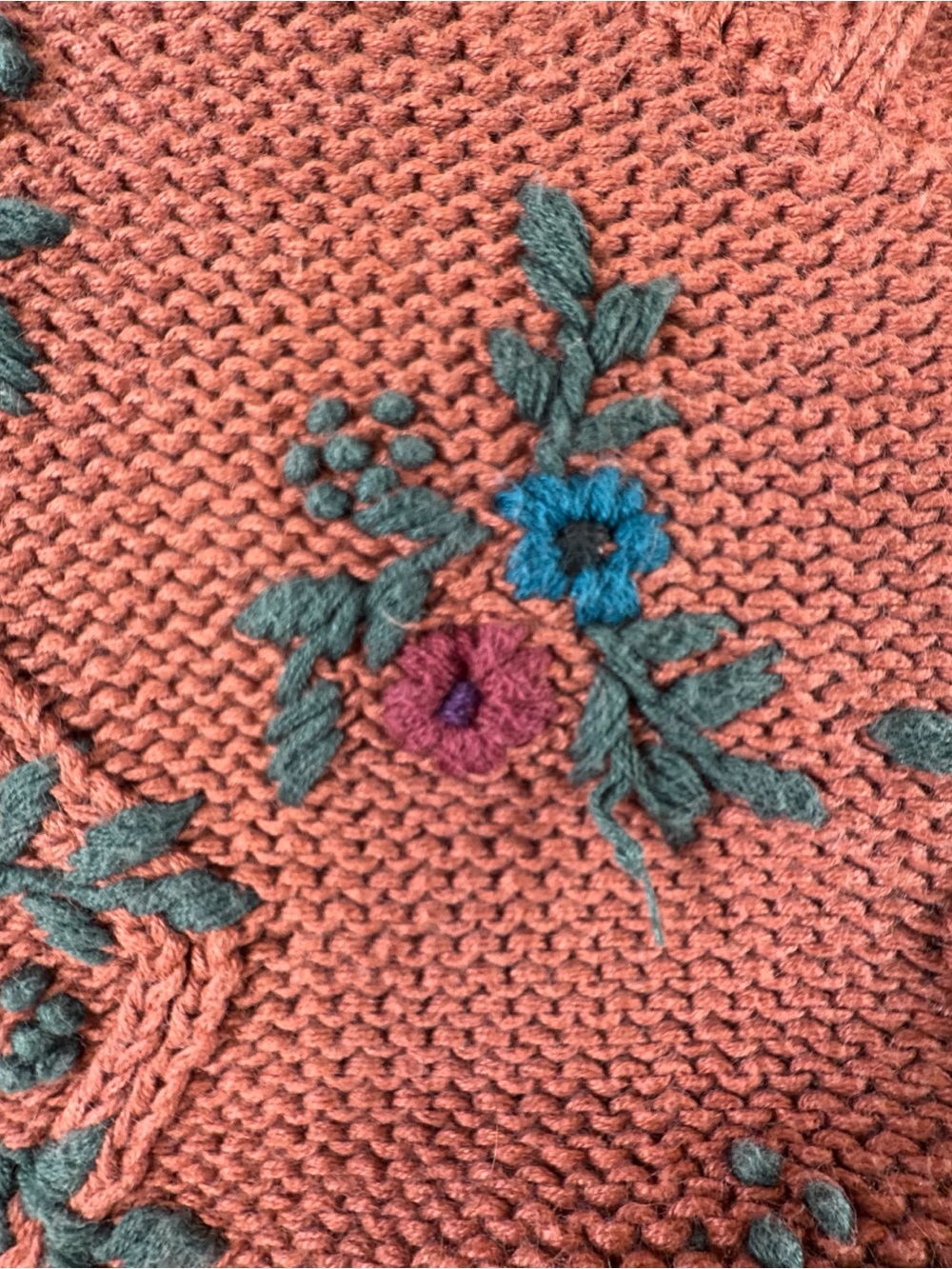 Vintage Lord Isaacs 80s 90s Floral Embroidered Ramie Cotton Style Sweater M/L - Picture 5 of 11